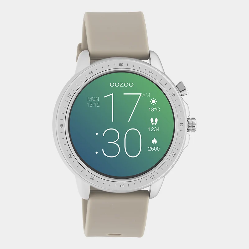 OOZOO Smartwatches - Unisex - Silikon-Armband - Taupe/Silber Q00313