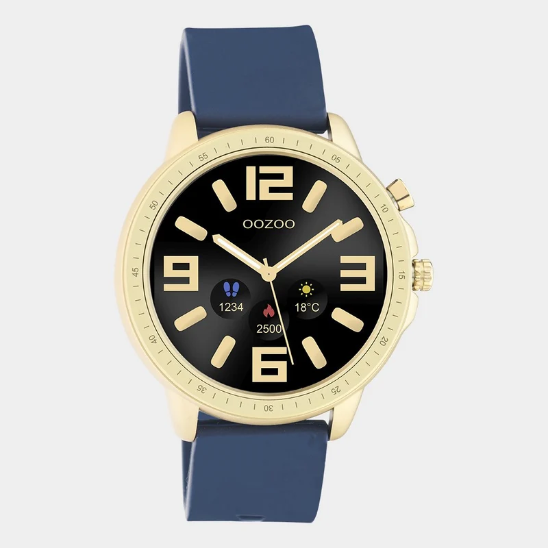 OOZOO Smartwatches - Unisex - Silikon-Armband - Blau/Gold