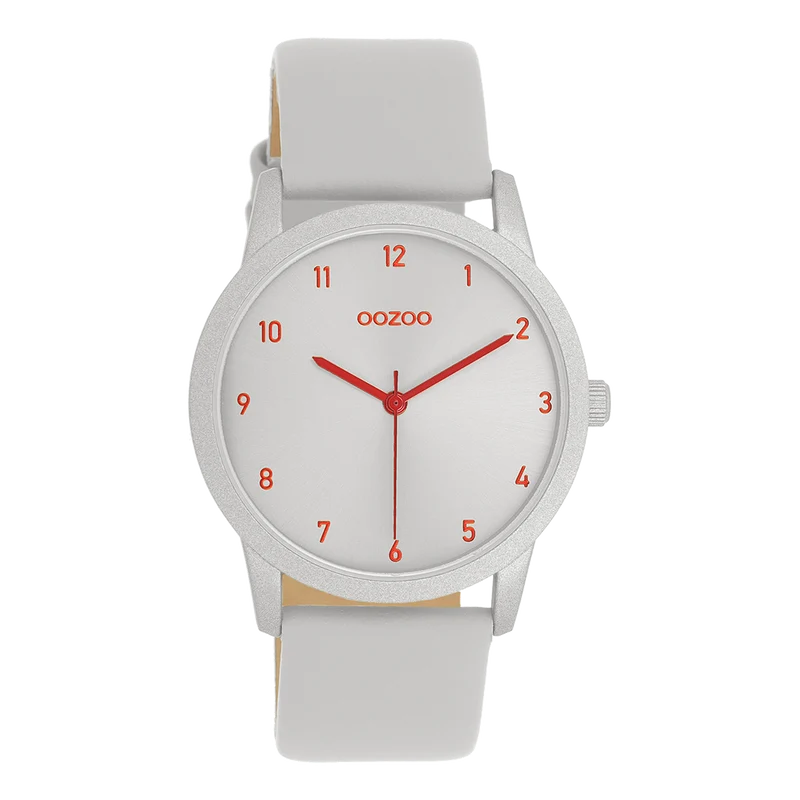 OOZOO Timepieces - C11166 - Damen - Leder-Armband-Uhr - Hellgrau