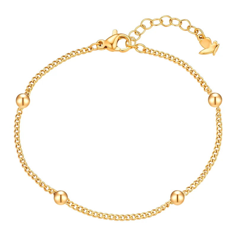 Panzerarmband mit Kugeln gold
