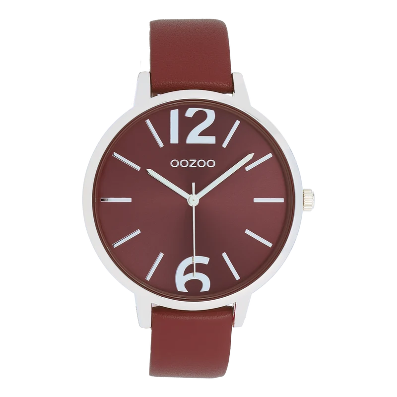 OOZOO Timepieces | Damenuhr Braun-Rot/Silber 42mm | C11688