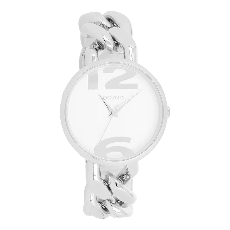 OOZOO Timepieces - C11260 - Edelstahl-Glieder-Armband - Silber/Weiß